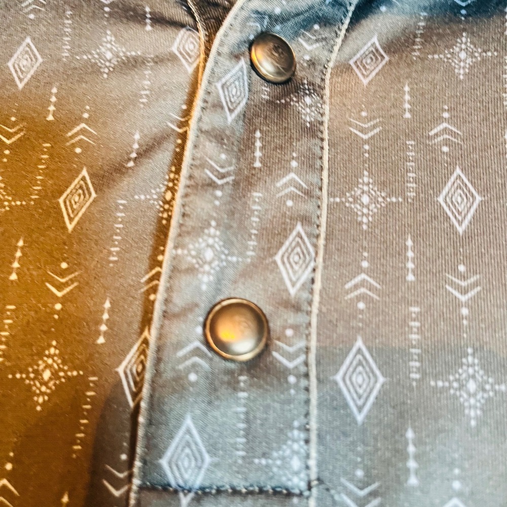 Threadgrit Mens XL Polo Shirt Short Sleeve Geometric Diamond Blue Grey Snap Top - Picture 4 of 10